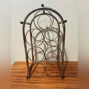 bamboo style Metal Circular Wine Rack in Aged Brass Tone- wine bottle holder -Mc